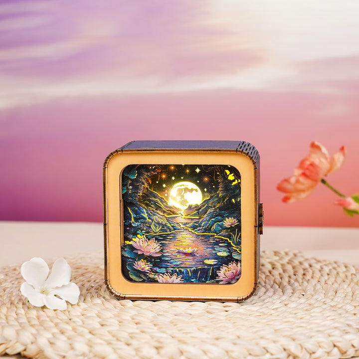 Moonlight over Lotus Pond Kit - 3D Wooden Puzzle Night Light - WOODBESTS