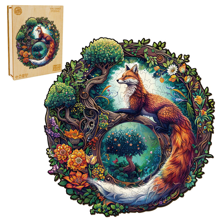 Yin Yang Fox-1 Wooden Jigsaw Puzzle-Woodbests