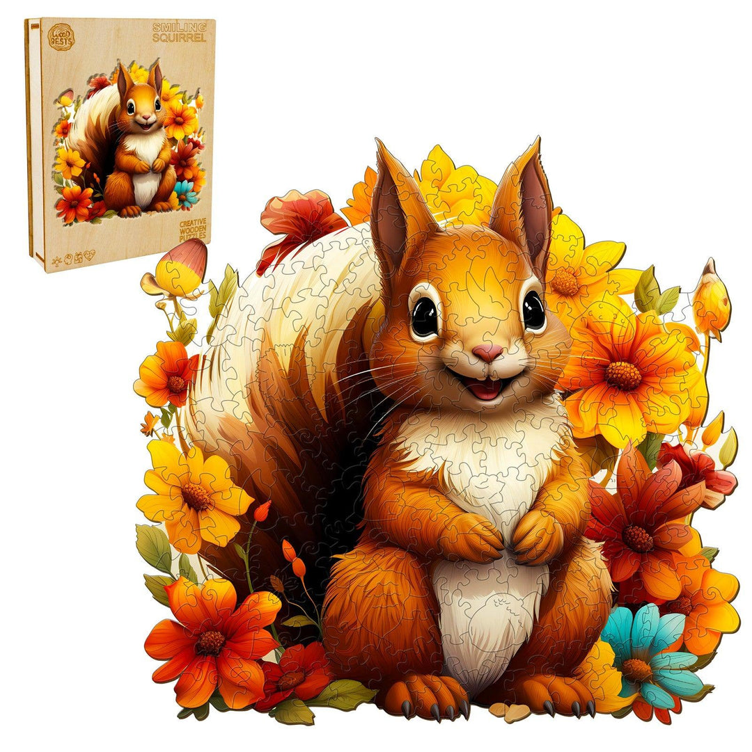 Smiling Squirrel Wooden Jigsaw Puzzle-Woodbests