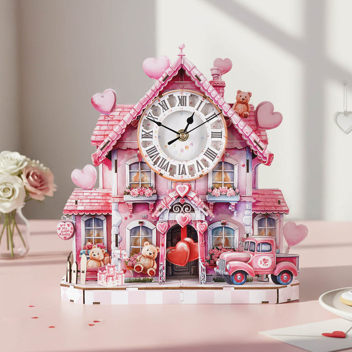Sweetheart Cottage – DIY Wooden Clock, 3D Puzzle Craft Kit