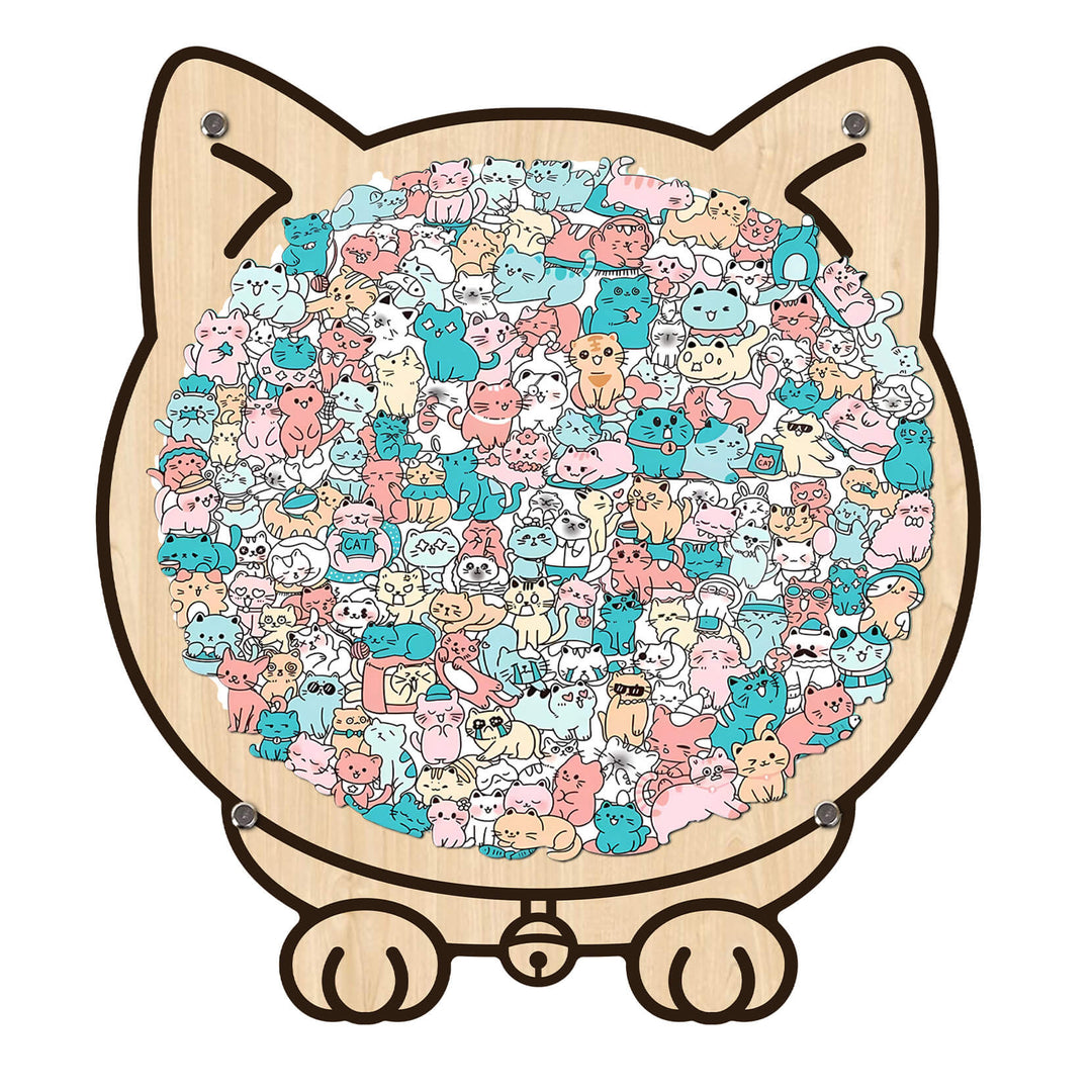 Morandi-Colored Cat/Dog Shaped Wooden Jigsaw Puzzle