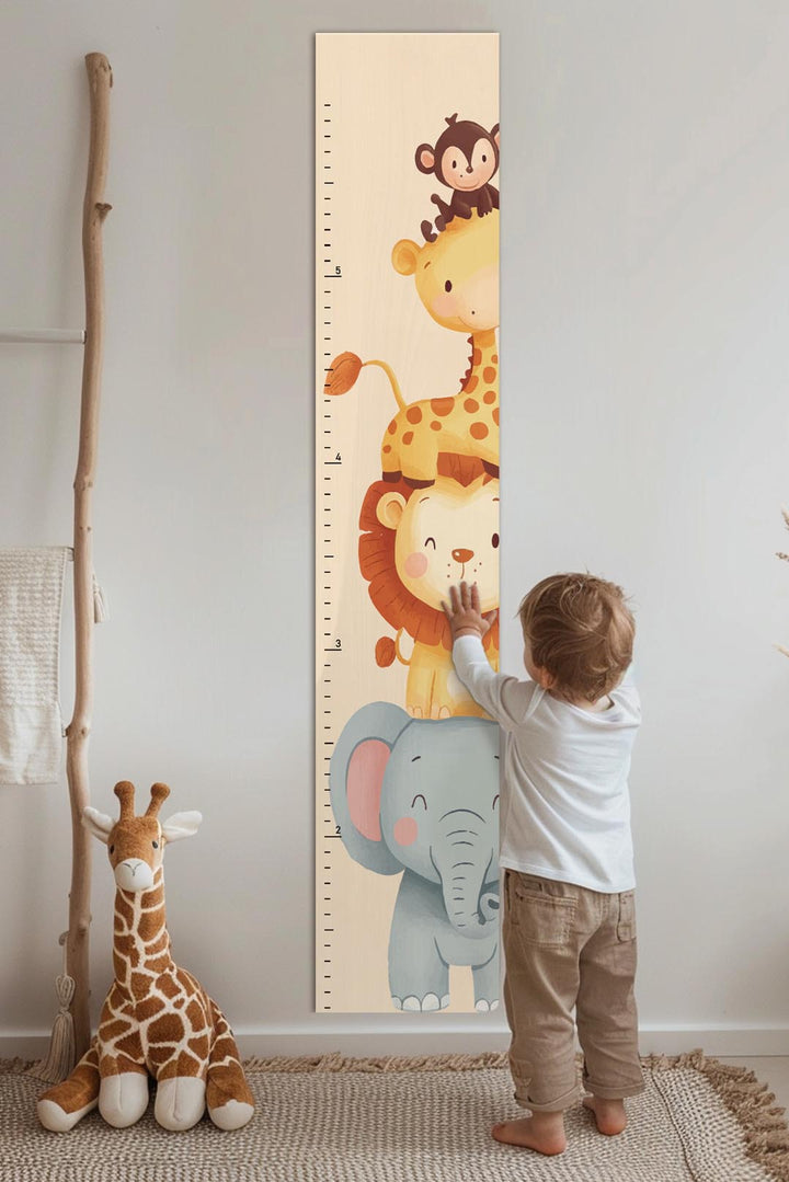 Personalized Wooden Safari Animal Growth Chart Ruler Clearance Sale