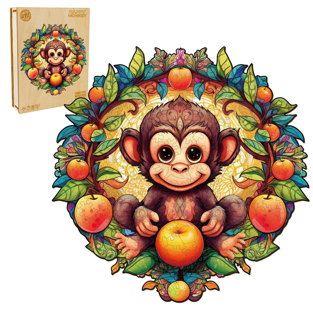 Happy Monkey Wooden Jigsaw Puzzle