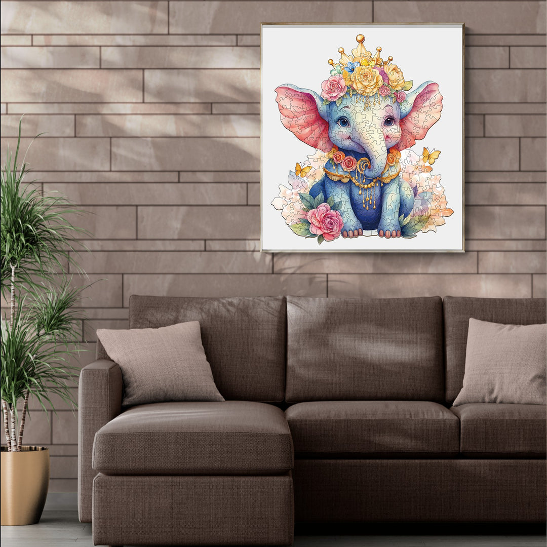 Crowned Elephant Wooden Jigsaw Puzzle-Woodbests