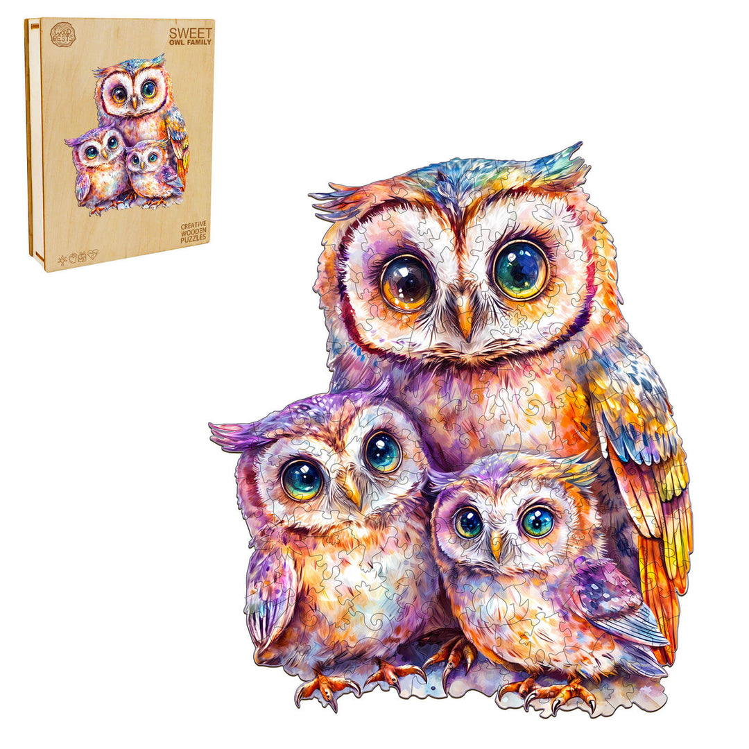 Sweet Owl Family Wooden Jigsaw Puzzle - Woodbests