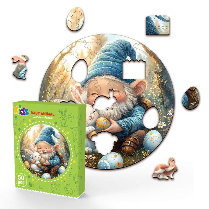 Cute Easter Gnome Children's Wooden Jigsaw Puzzle