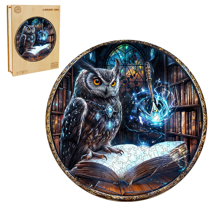 Library Owl Wooden Jigsaw Puzzle