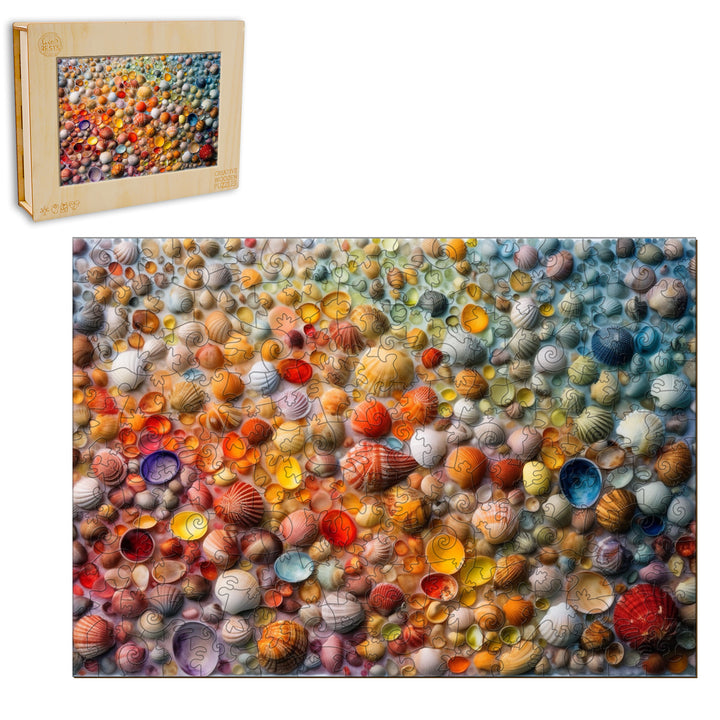 Colorful Seashells Wooden Jigsaw Puzzle-Woodbests
