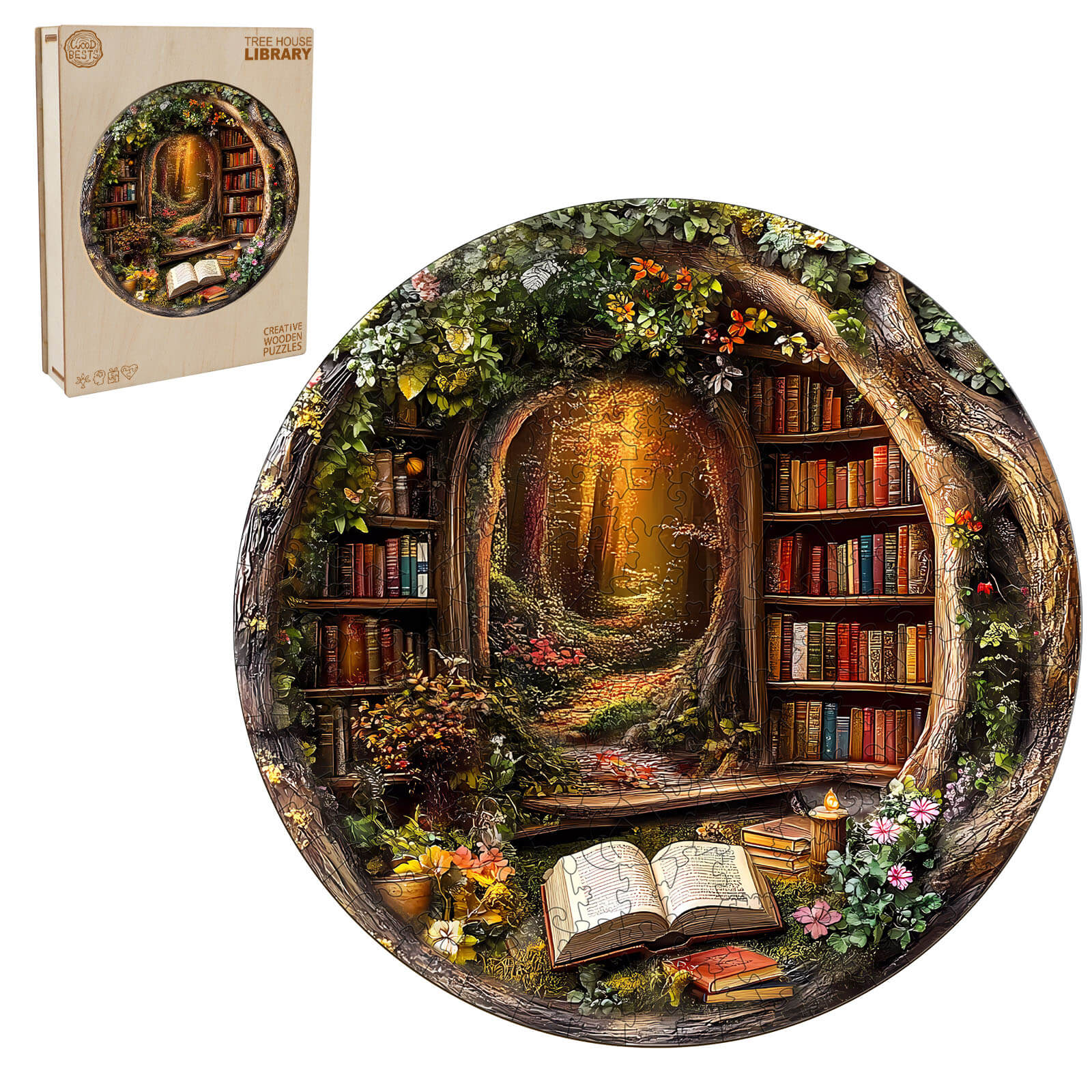 Tree House Library Wooden Jigsaw Puzzle