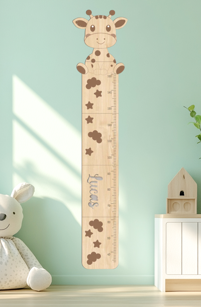 Personalized Wooden Cute Giraffe Growth Chart