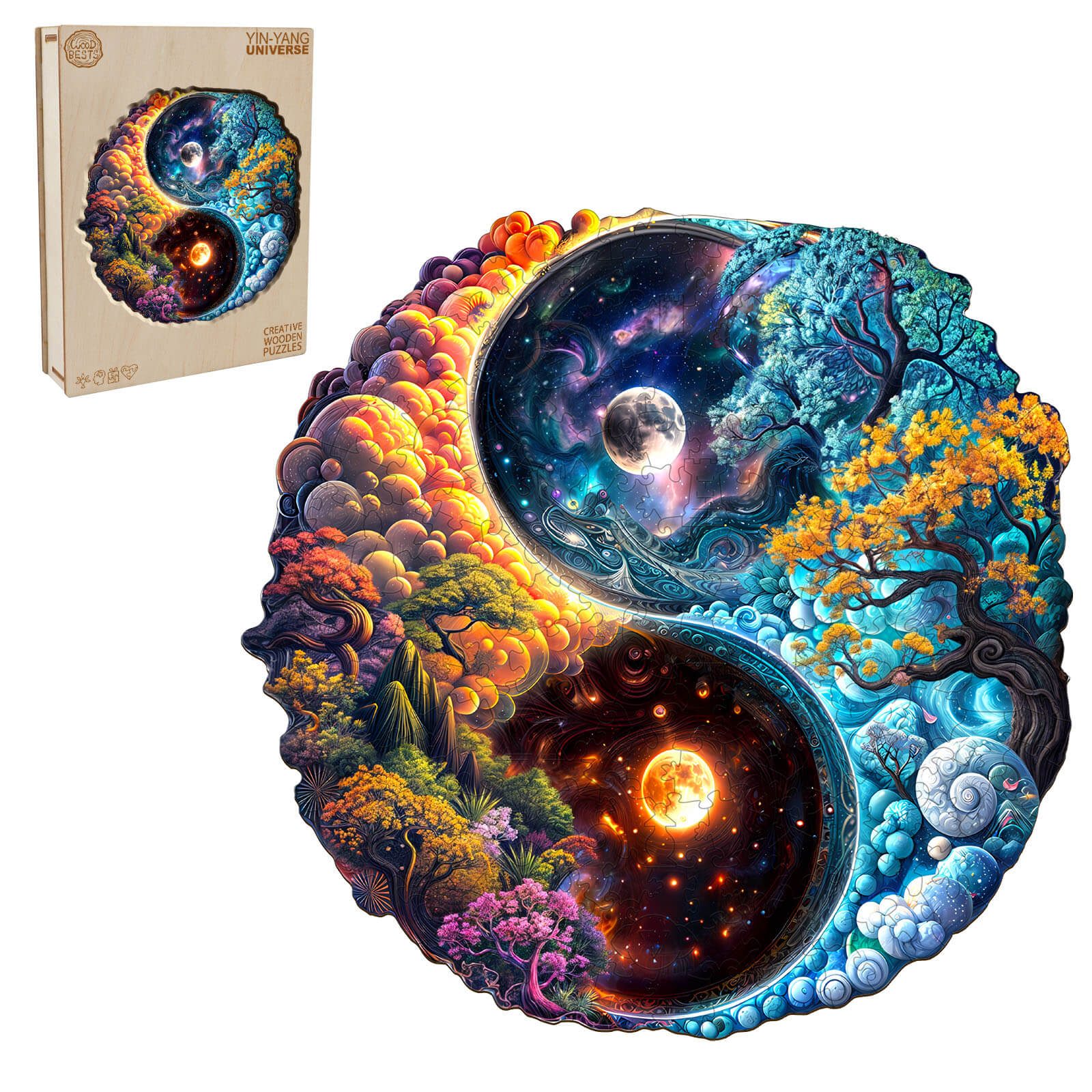 Yin-yang universe Wooden Jigsaw Puzzle