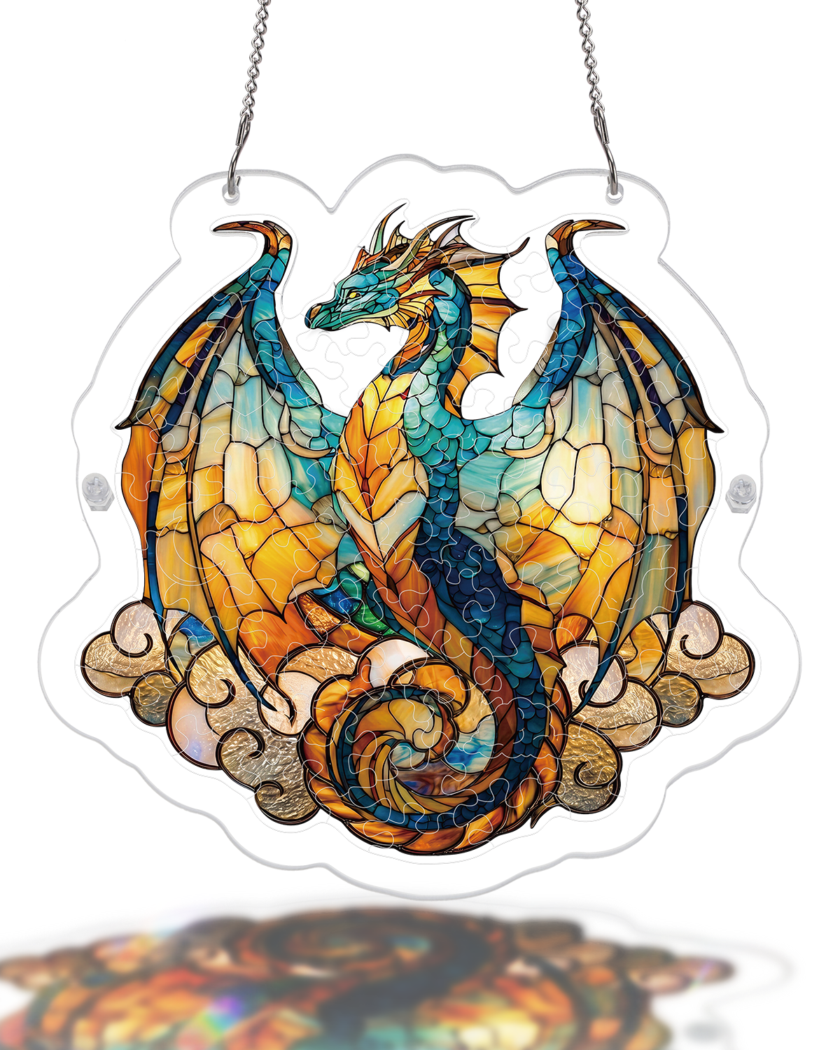 Acryl-Puzzle-Sonnenfänger – Ozeanfeuer-Drache