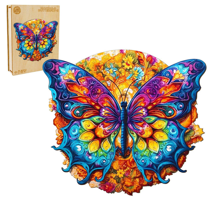 Mandala Butterfly 3 Wooden Jigsaw Puzzle