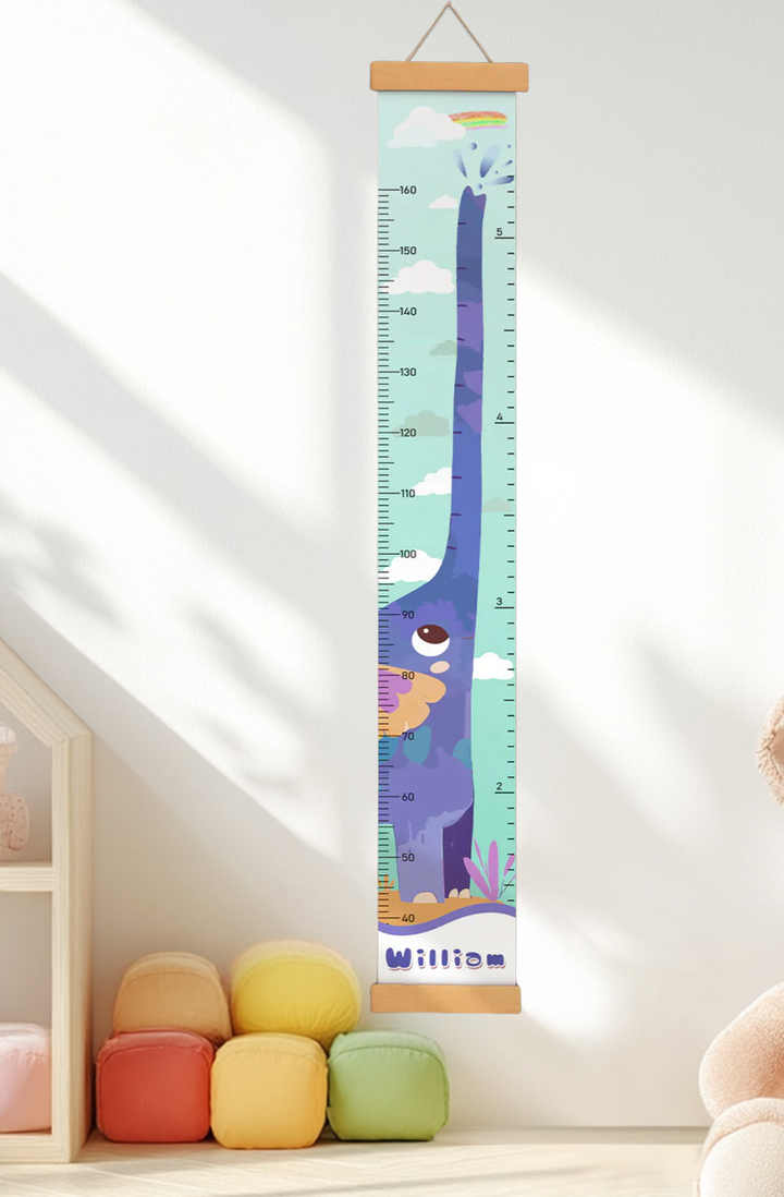 Personalized Elephant Growth Hanging Canvas Height Ruler