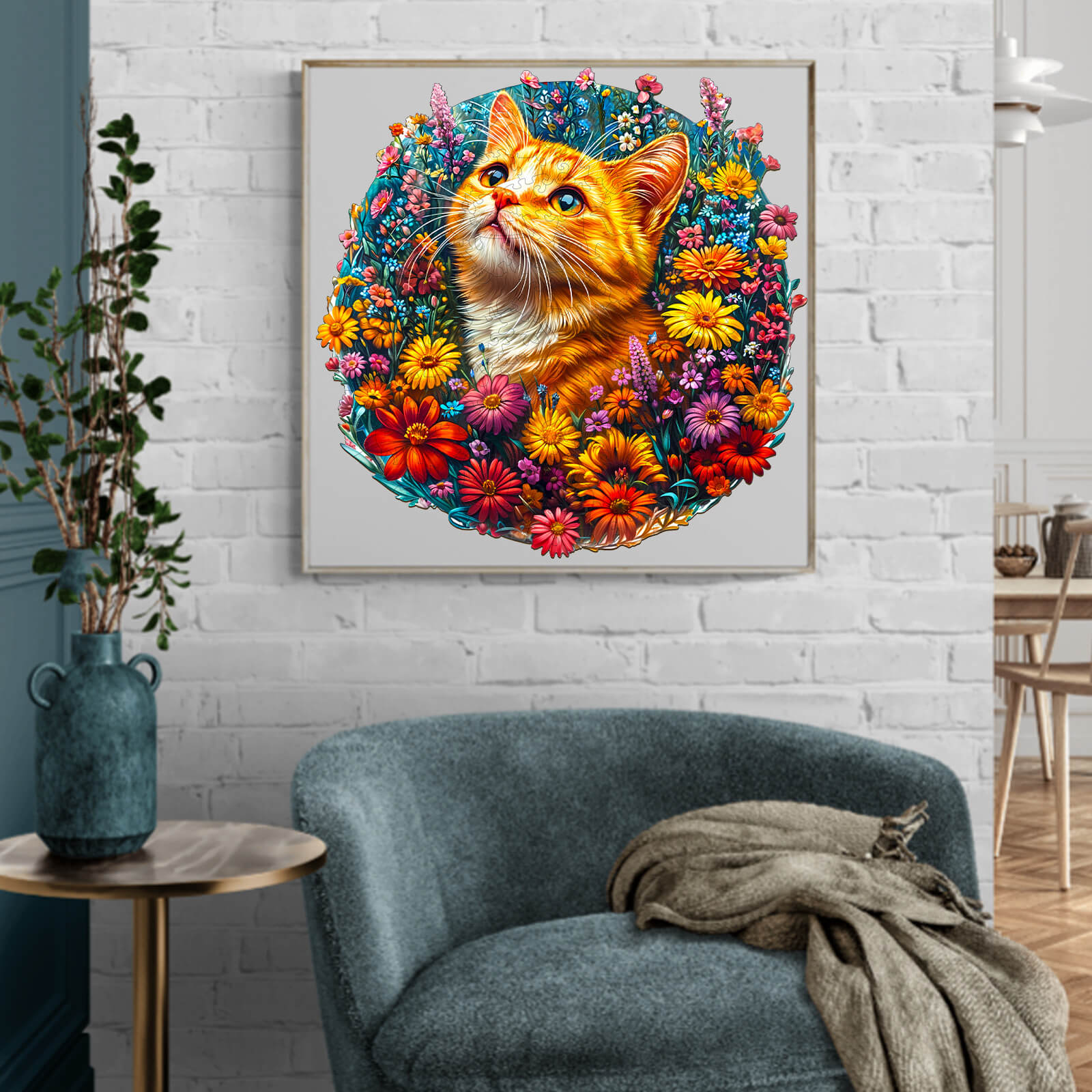 Cat in Flowers Wooden Jigsaw Puzzle