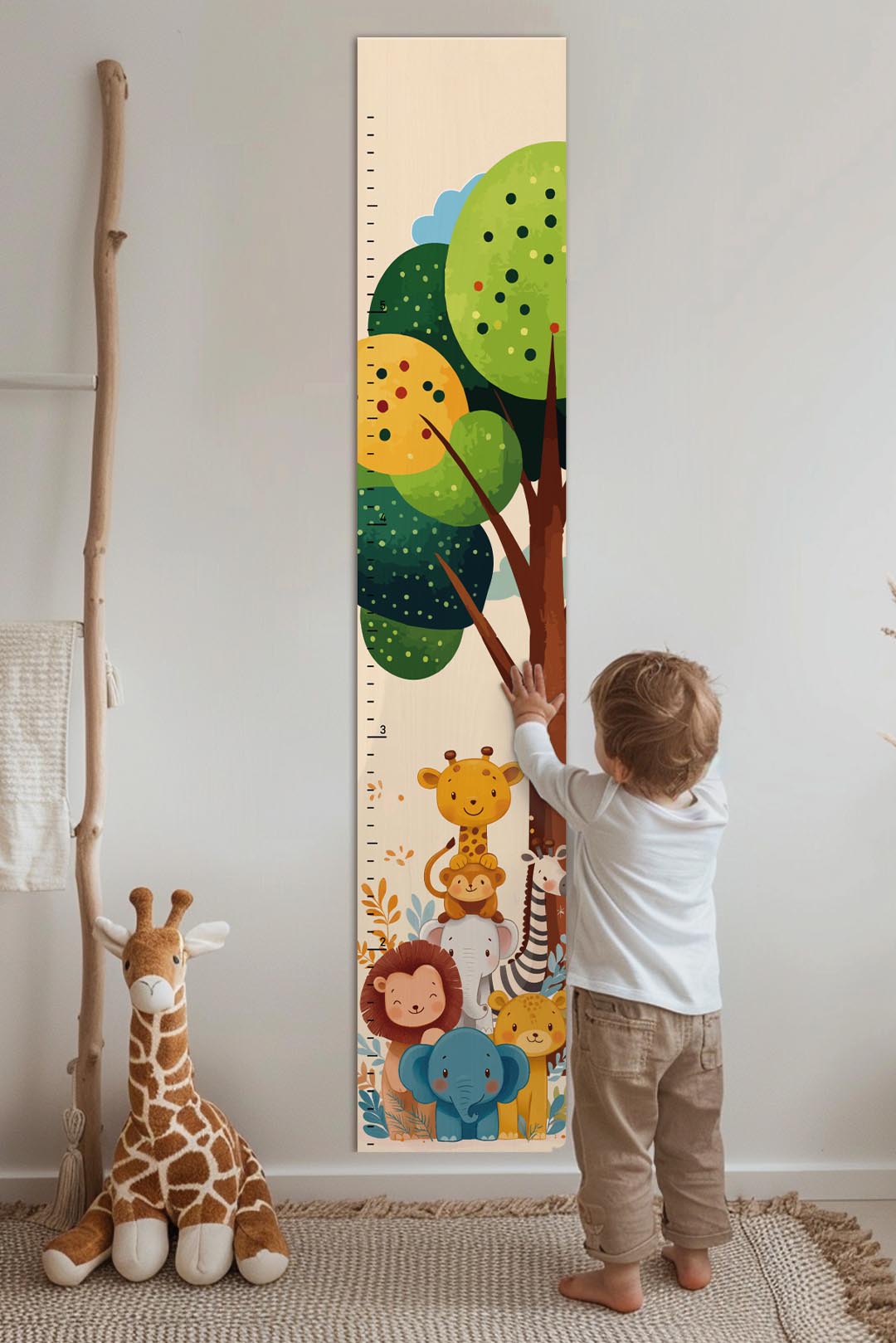 Personalized Wooden Jungle Animal Growth Chart Ruler Clearance Sale