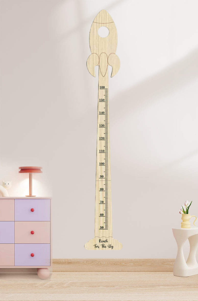 Personalized Wooden Rocket Growth Chart Nursery Decor