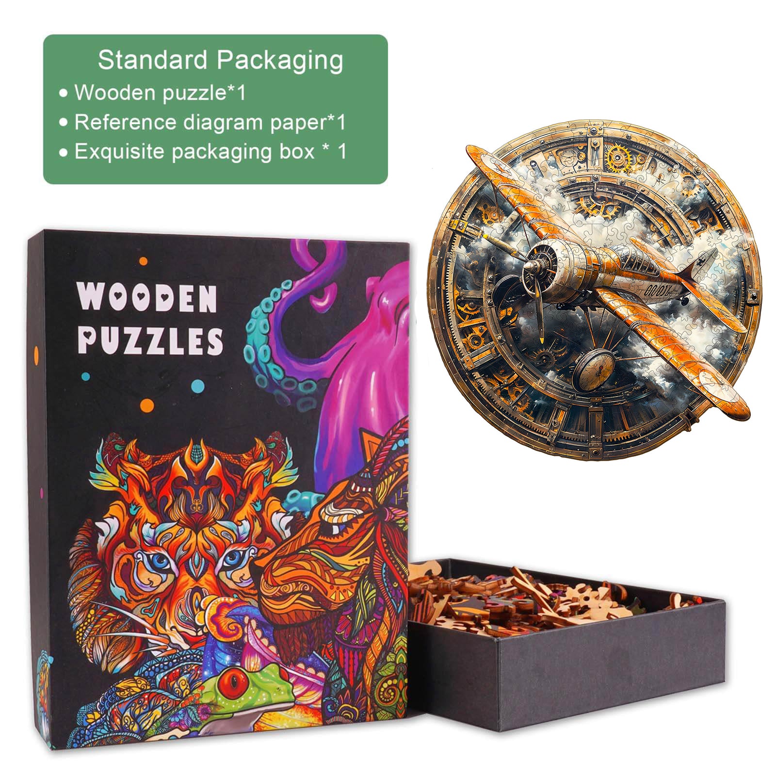 Puzzle en bois d'avion vintage