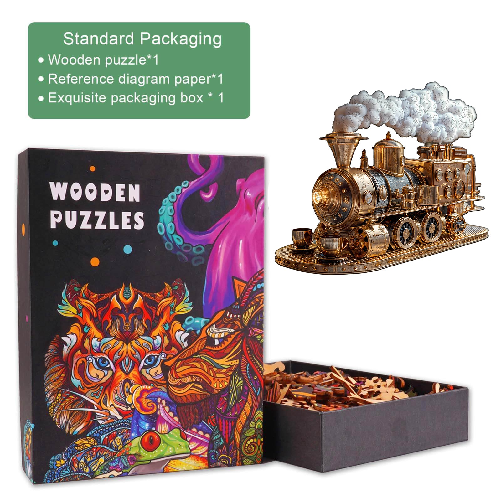 Train coffee machine Wooden Jigsaw Puzzle