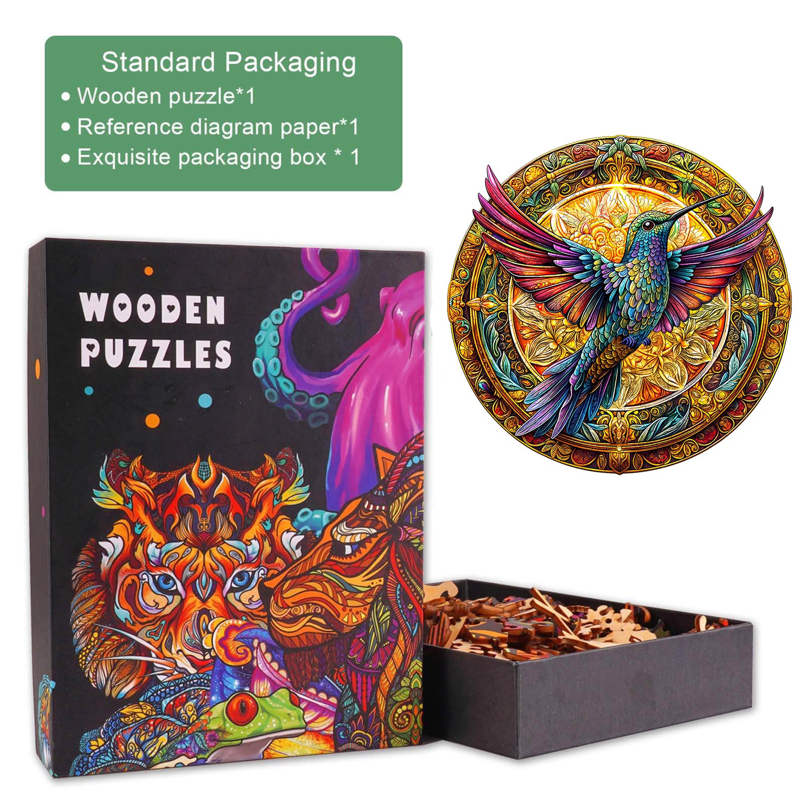 Puzzle en bois vintage colibri-2