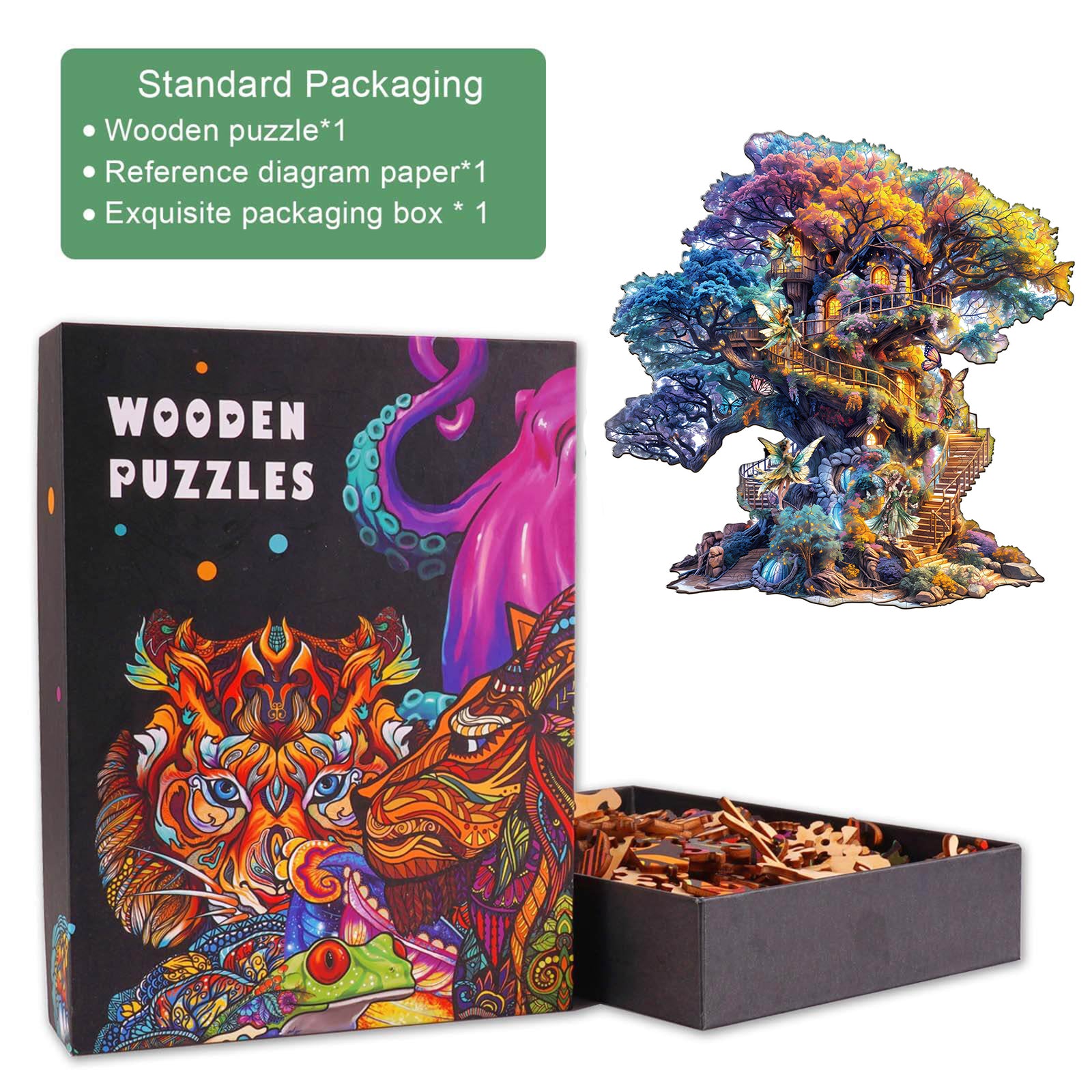 Puzzle en bois Maison d'arbre d'elfe