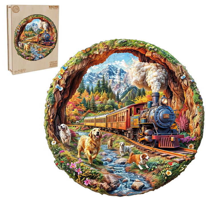 3D Racing the Train-1 Wooden Jigsaw Puzzle - Woodbests