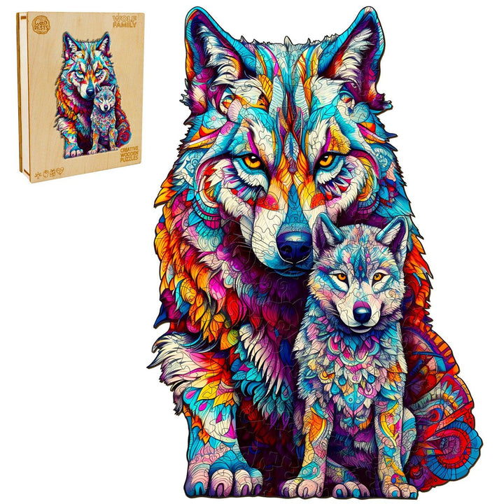 Wolf Family Wooden Jigsaw Puzzle-Woodbests