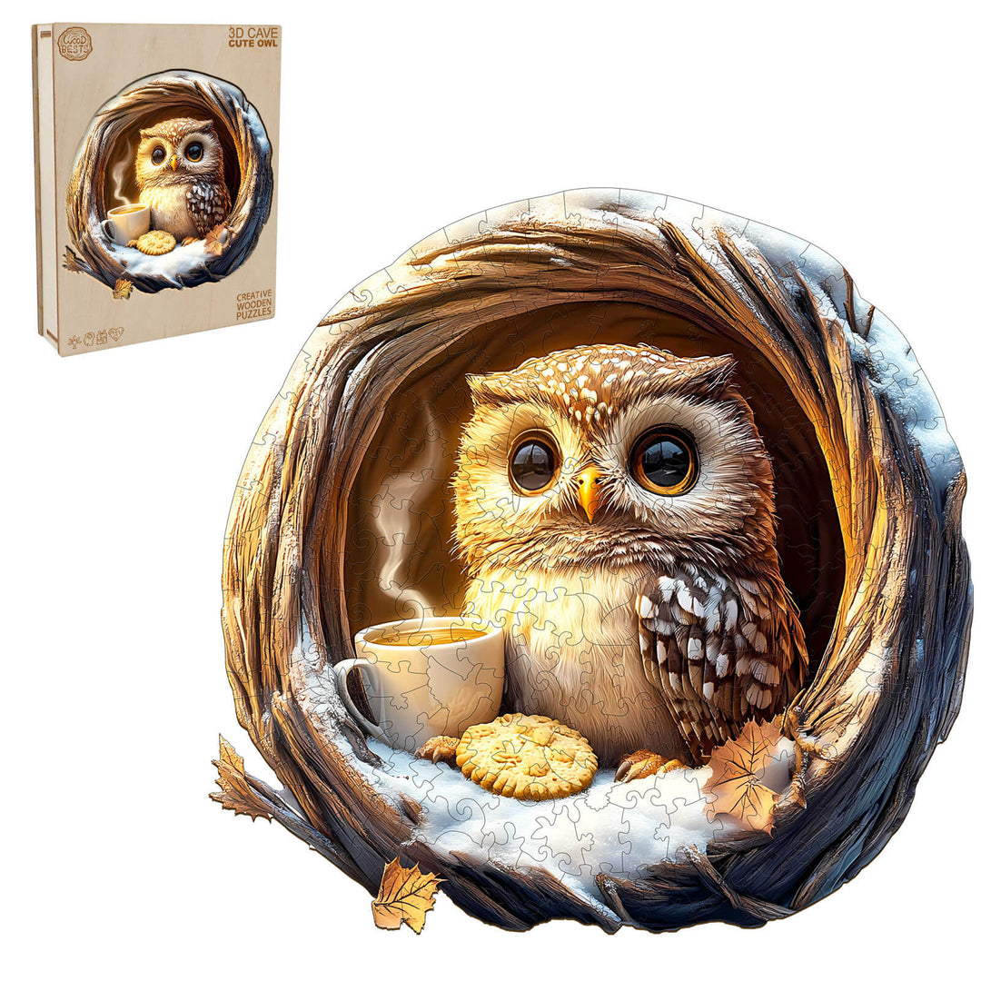 3D Cave Cute Owl Wooden Jigsaw Puzzle