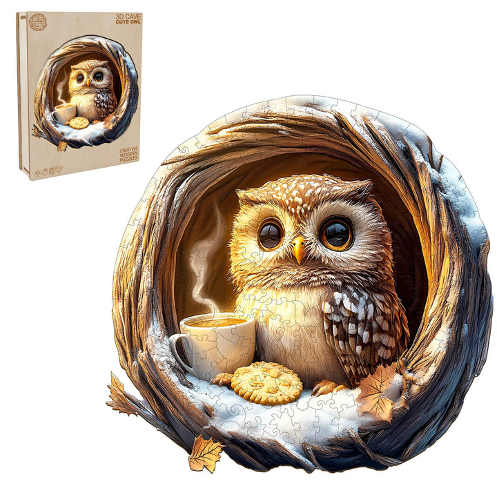 3D Cave Cute Owl Wooden Jigsaw Puzzle