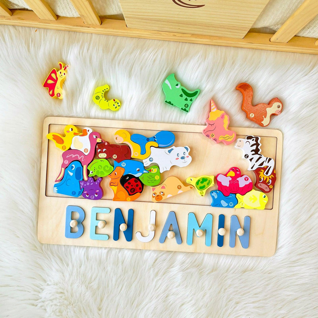 Personalized Baby Name Puzzle With Different Animals