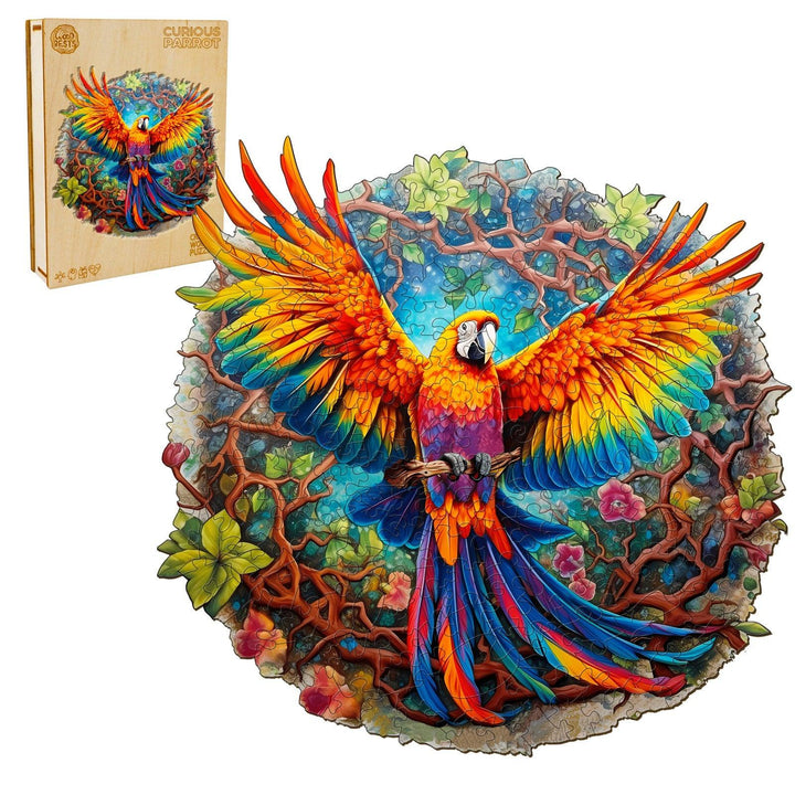 Curious Parrot Wooden Jigsaw Puzzle-Woodbests