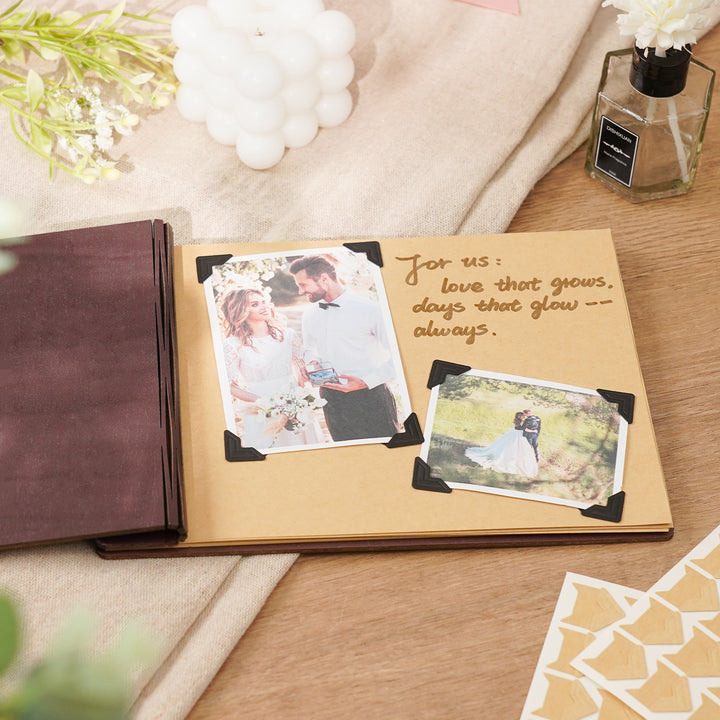 Wooden Wedding Guest Book - Personalized Laser Engraved Photo Album