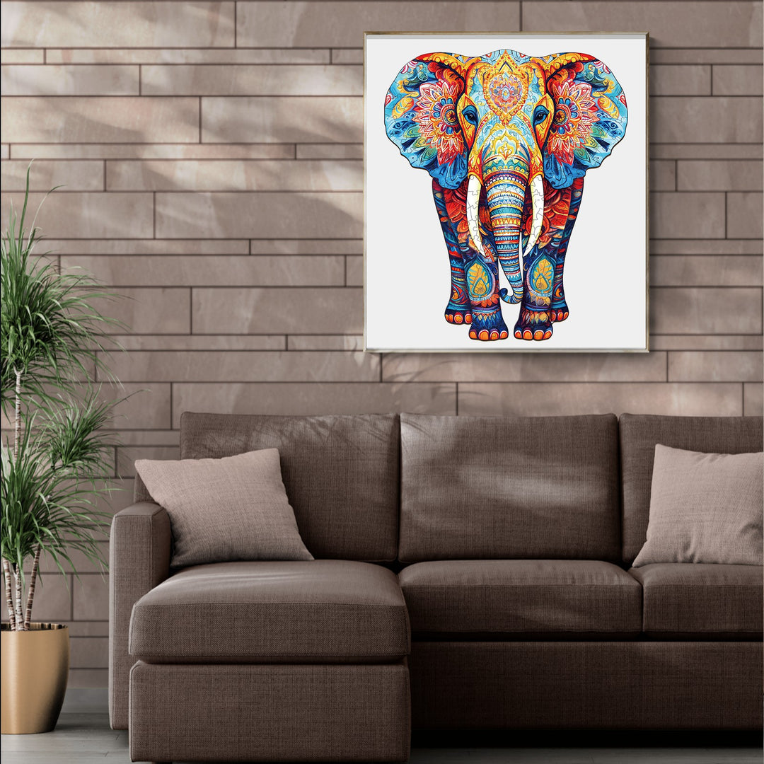 Orange Elephant Wooden Jigsaw Puzzle-Woodbests