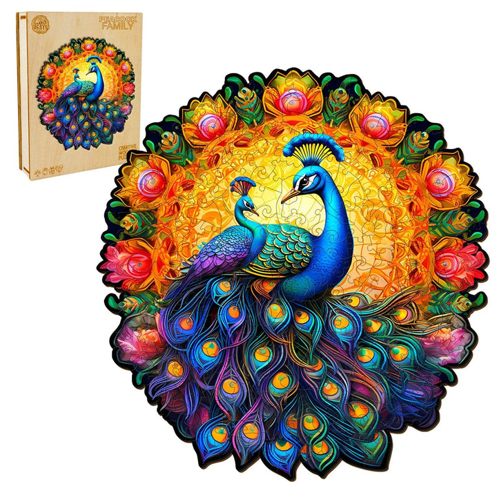 Peacock Family Wooden Jigsaw Puzzle