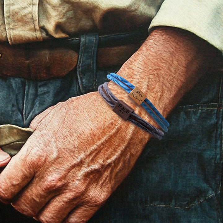 Personalized Mens Wood Block Milanese Bracelet