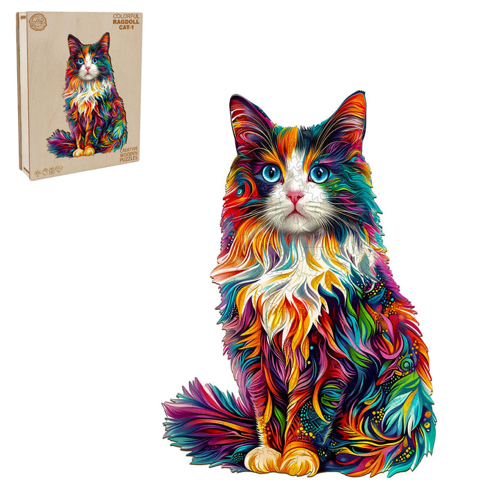 Colorful Ragdoll Cat-1 Wooden Jigsaw Puzzle