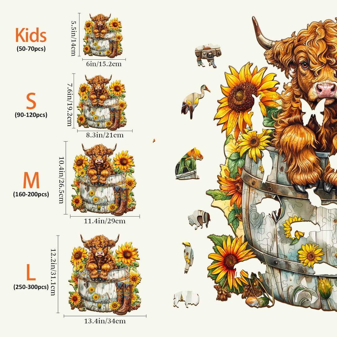 Sunflower Pasture-2 Wooden Jigsaw Puzzle