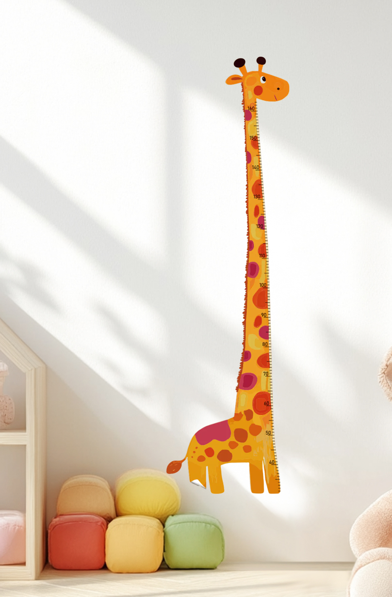 Colorful Giraffe Growth Chart Wall Decal