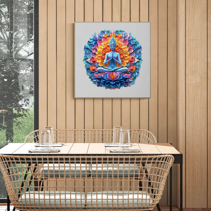 Yoga and mandala Wooden Jigsaw Puzzle