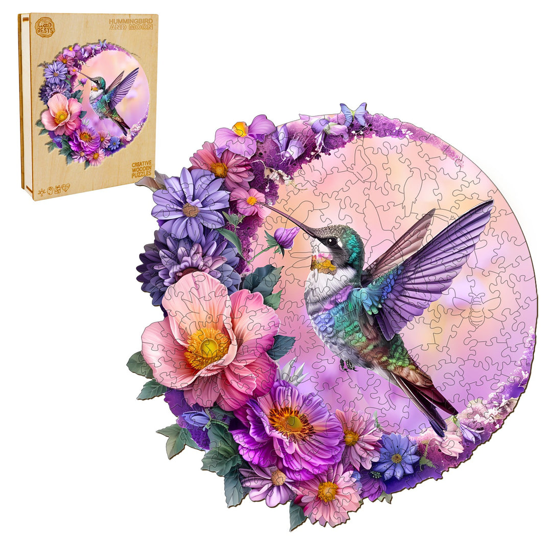 Hummingbird and Moon Wooden Jigsaw Puzzle