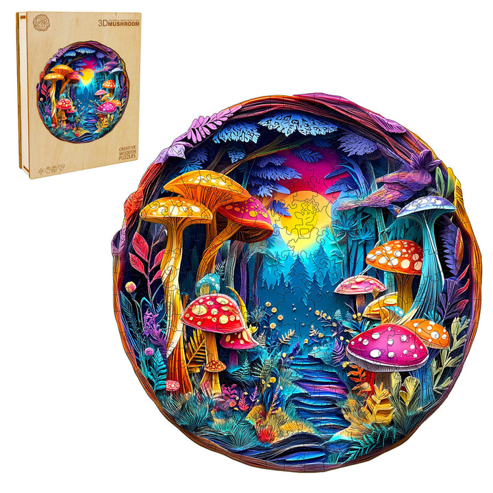 3D Colorful Paper Sculpture Mushroom Wooden Jigsaw Puzzle