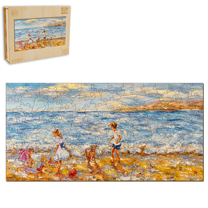 Rompecabezas de madera junto al mar, de la artista Diana Malivani