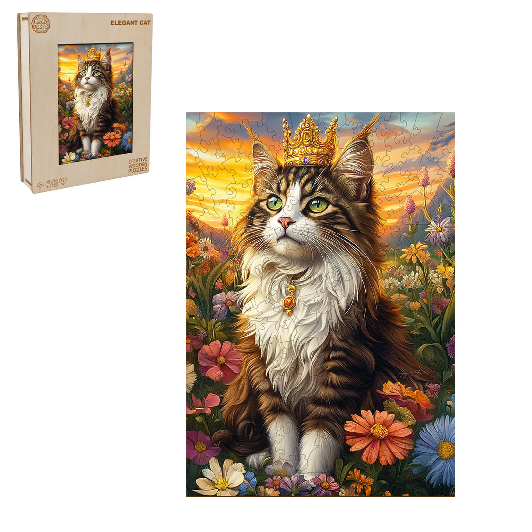 Elegant Cat Wooden Jigsaw Puzzle - Woodbests