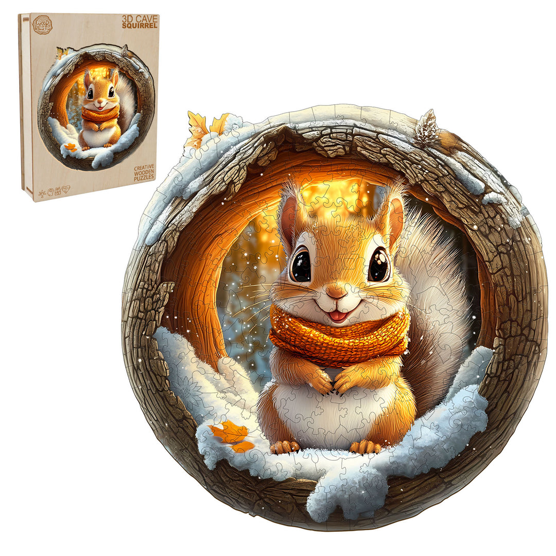 3D Cave Squirrel Wooden Jigsaw Puzzle