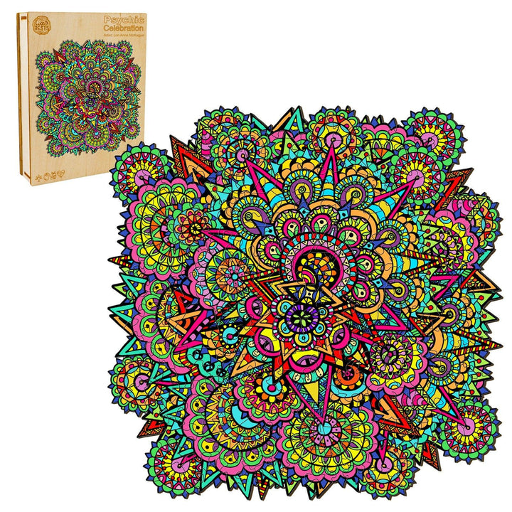 Psychic Celebration Wooden Jigsaw Puzzle -- By Artist Lori Anne McKague-Woodbests