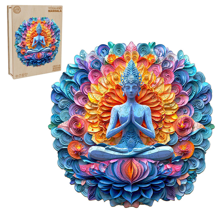 Yoga and mandala Wooden Jigsaw Puzzle