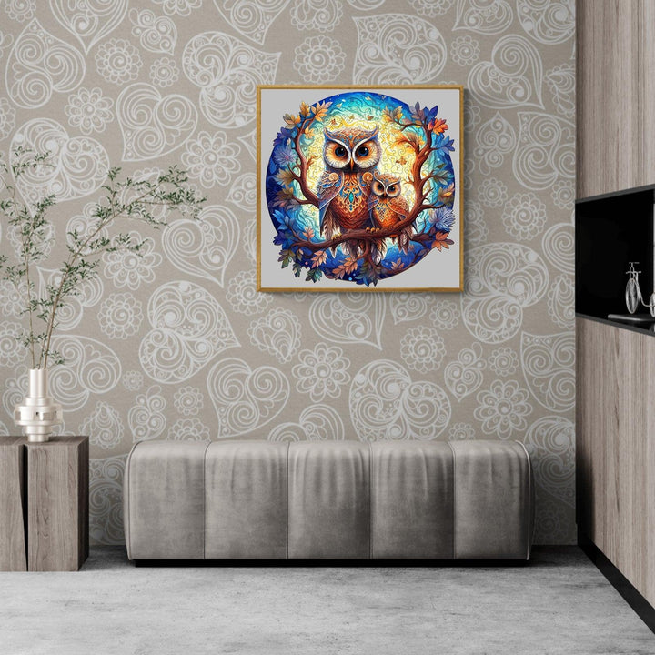 Owl Family-2 Wooden Jigsaw Puzzle-Woodbests