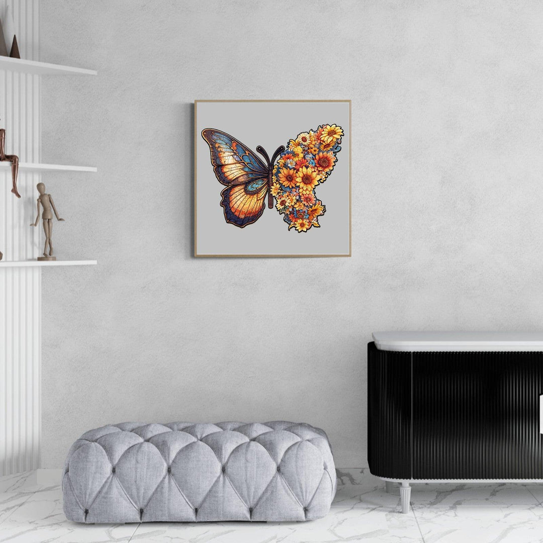 Butterfly Flower Wooden Jigsaw Puzzle-Woodbests