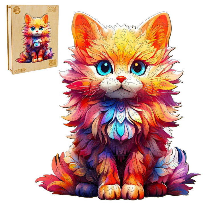 Docile Cat Wooden Jigsaw Puzzle-Woodbests