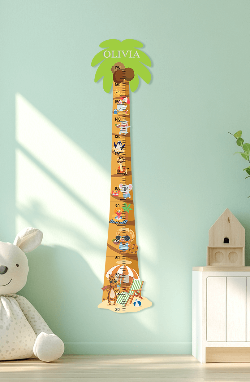 Personalized Wooden Coconut Palm Beach Growth Chart Ruler